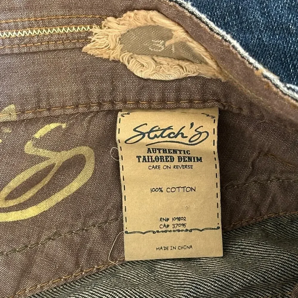 Stitch's Y2K Nebraska Flare Wide Leg Button Fly Buffalo Nickel Jeans Size 31 NWT - Picture 10 of 11